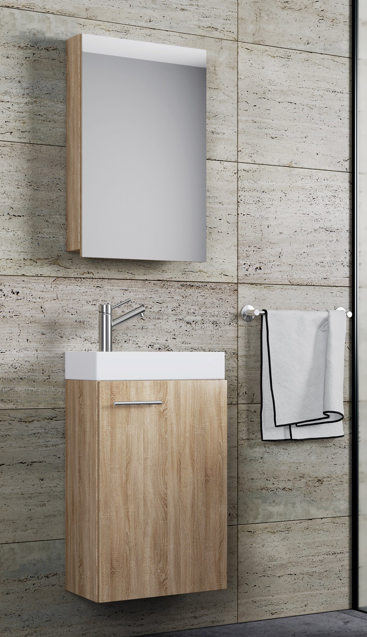 Pesuallassetti Slito Peilikaapilla, puukuosi