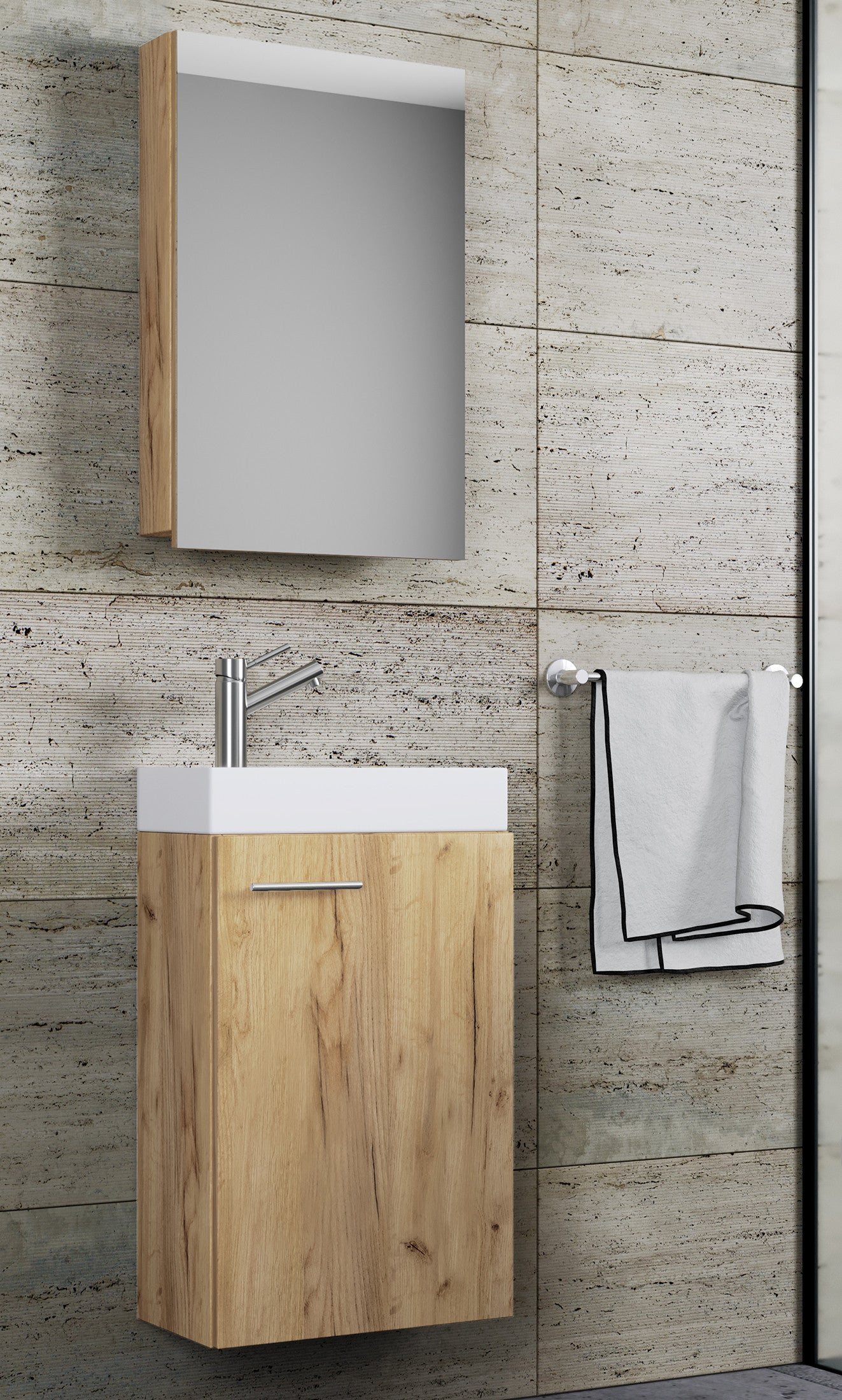 Pesuallassetti Slito Peilikaapilla, puu