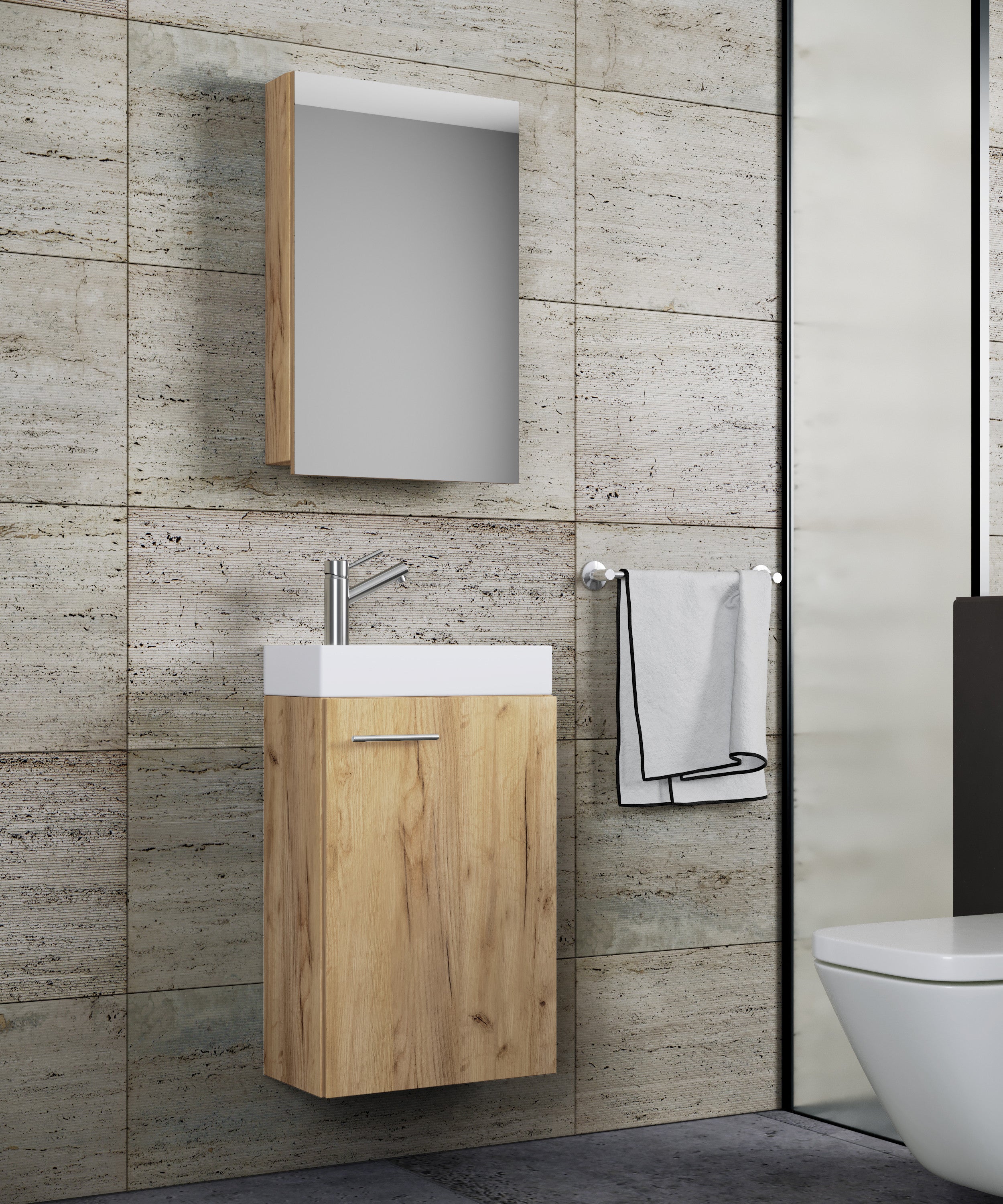 Pesuallassetti Slito Peilikaapilla, puu