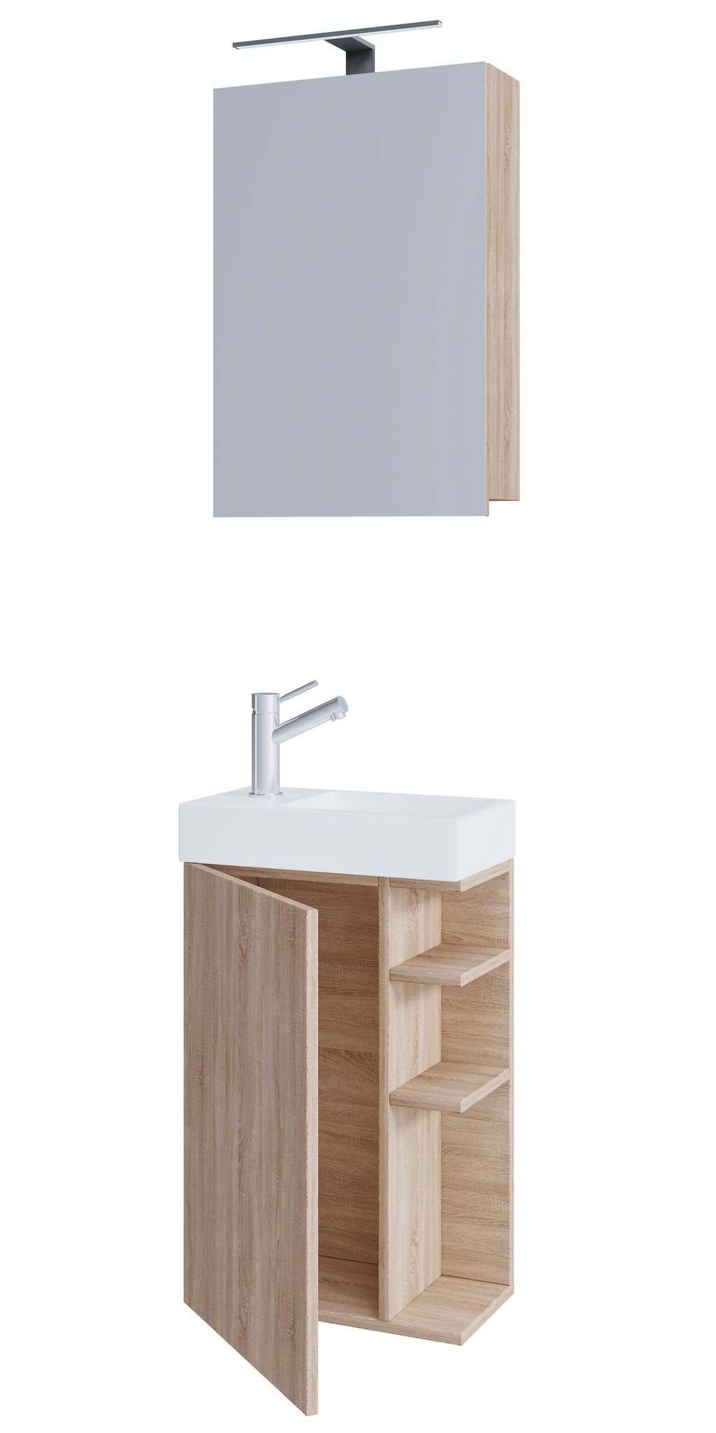 3-Osainen Pesuallassetti Lumia Peilikaapilla, puu