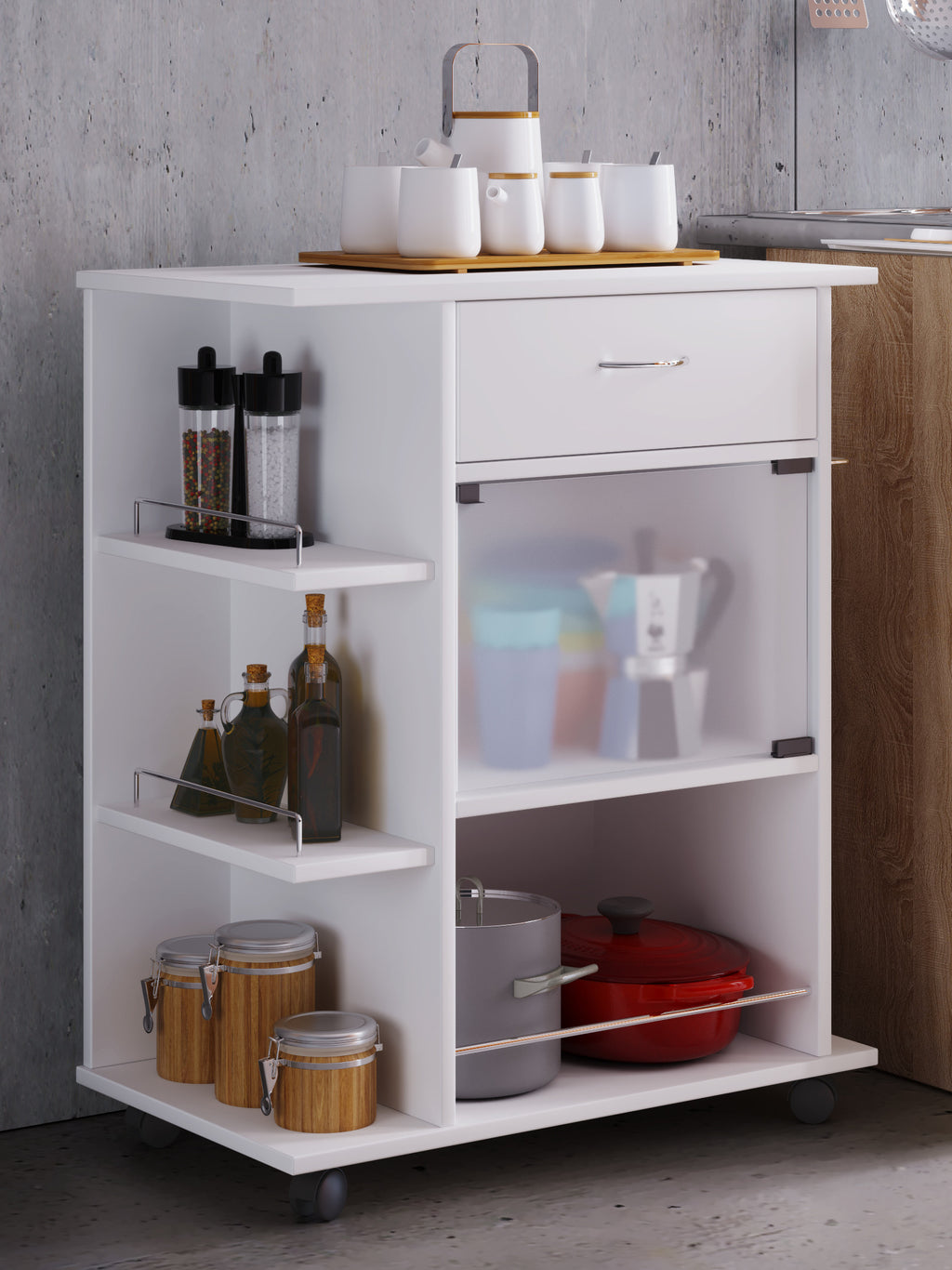 Keittiövaunu Pocis, valkoinen