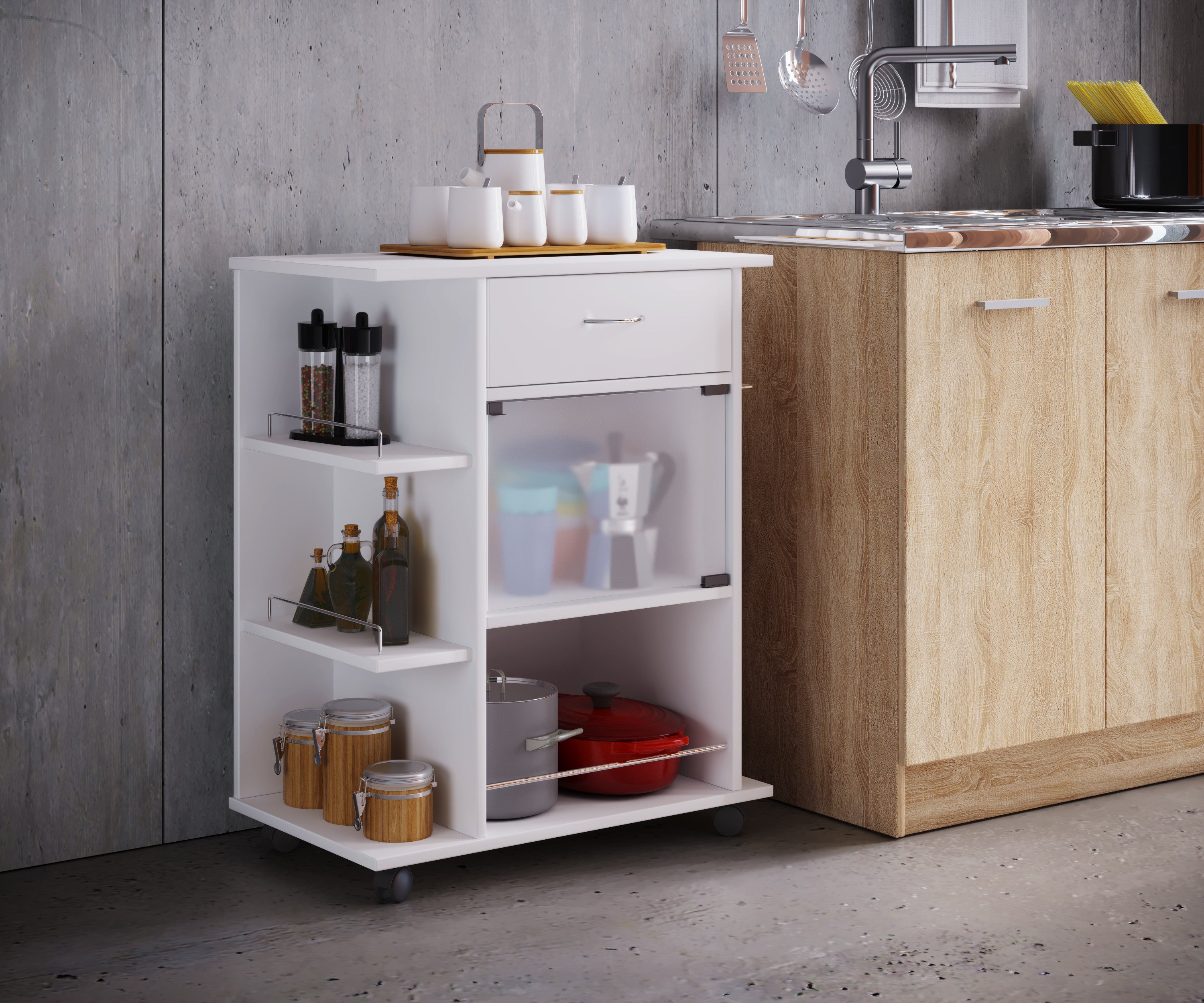 Keittiövaunu Pocis, valkoinen