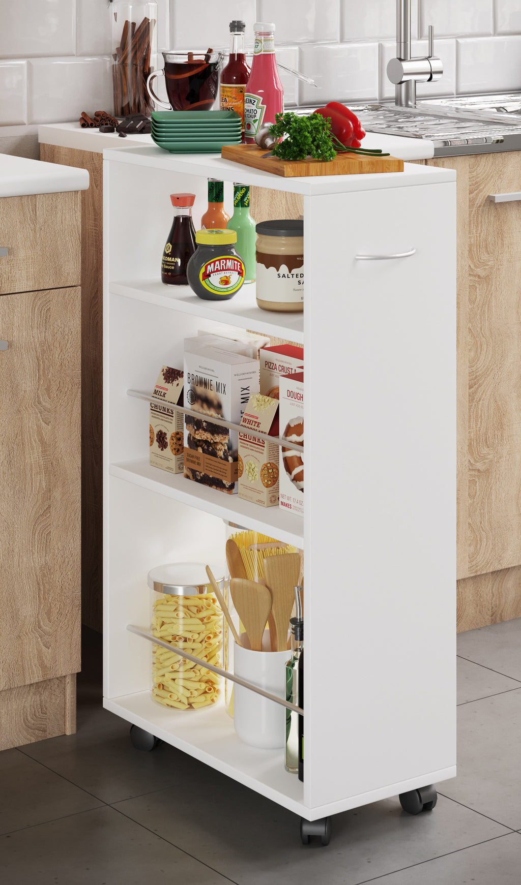 Keittiövaunu Tusal, valkoinen