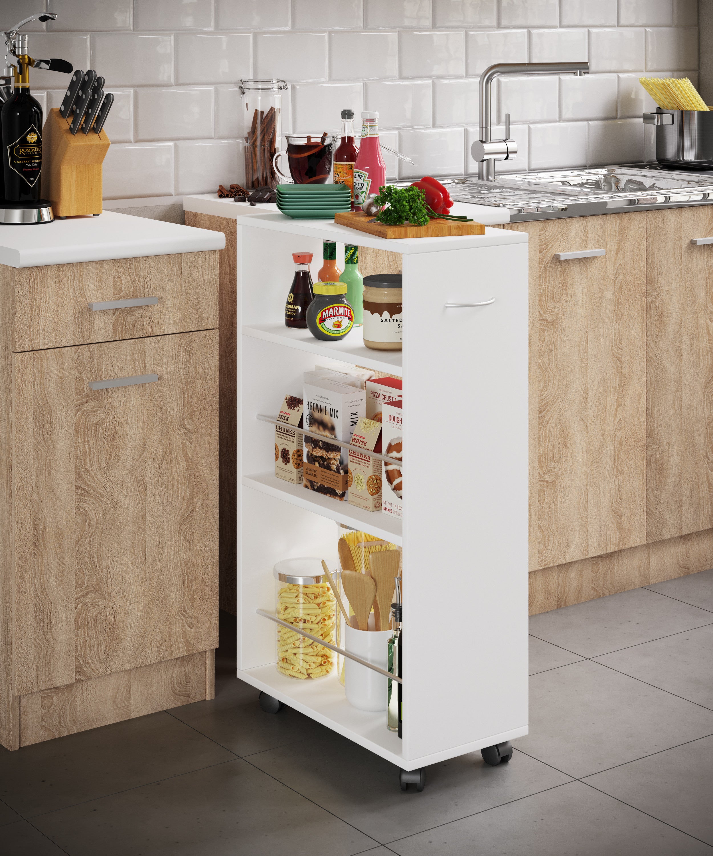 Keittiövaunu Tusal, valkoinen