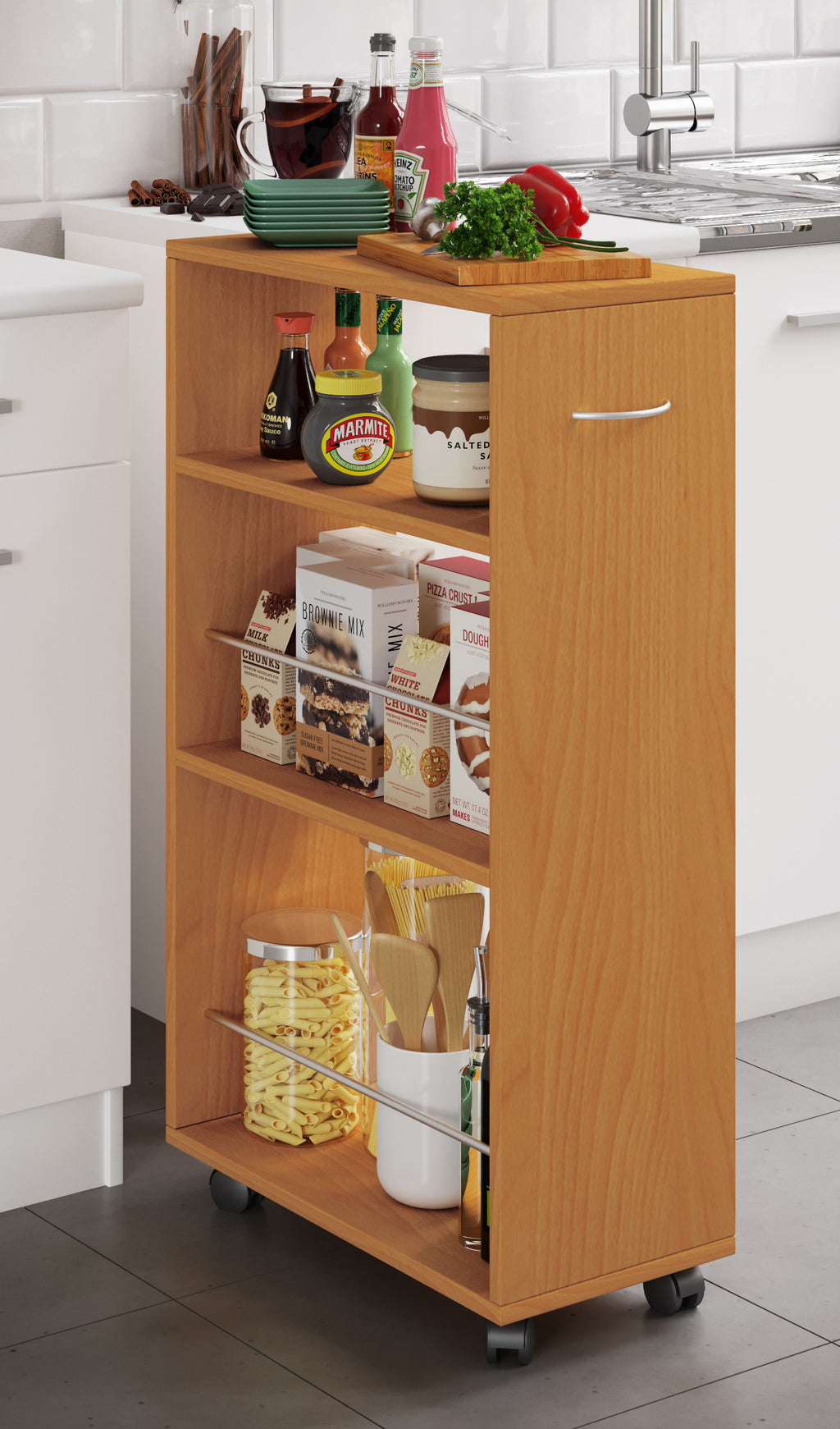 Keittiövaunu Tusal, puu