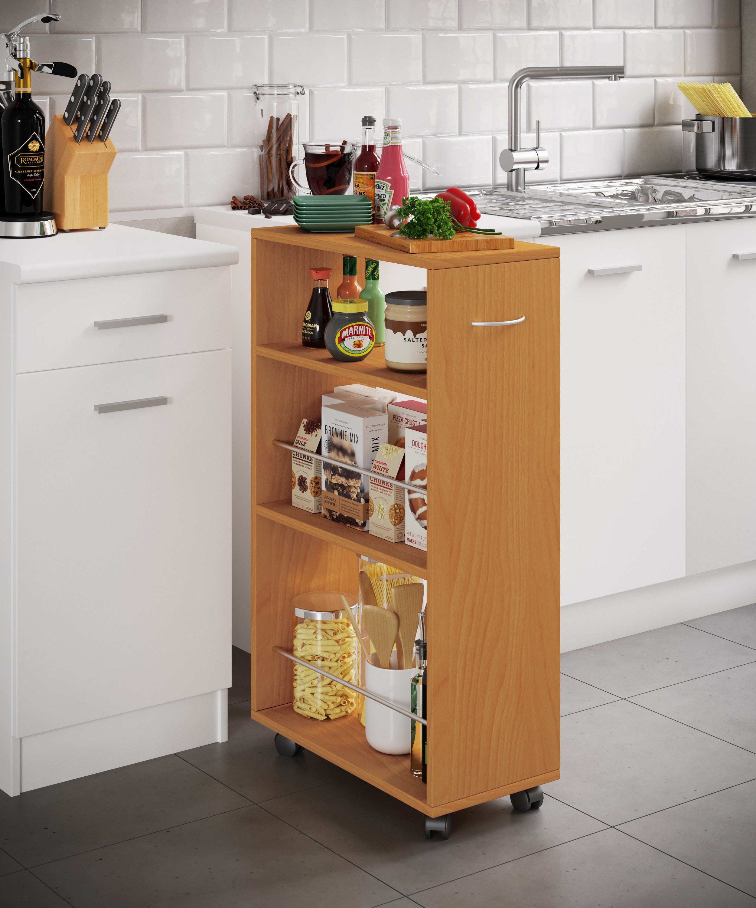 Keittiövaunu Tusal, puu