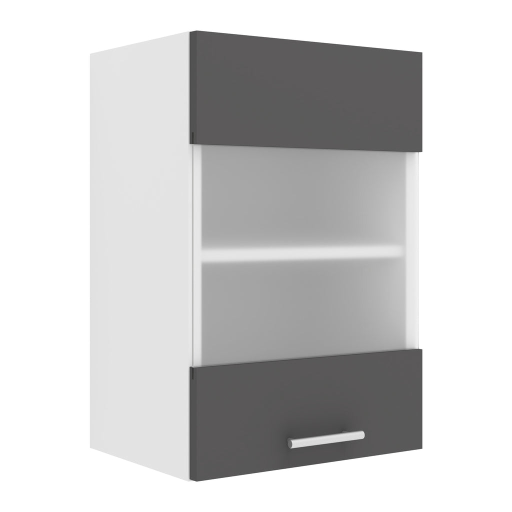Keittiökaappi Esilo 1 Lasiovella 40 cm, valkoinen / harmaa