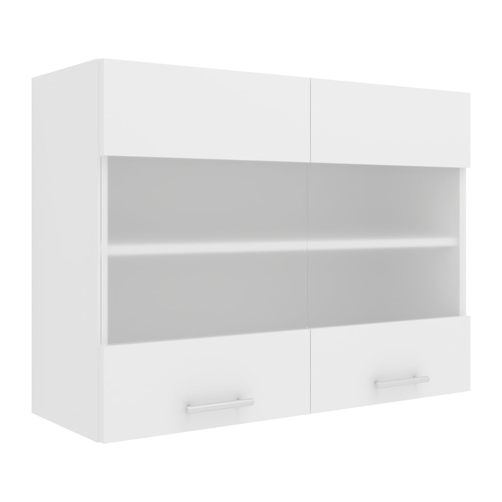 Keittiökaappi Esilo 2 Lasiovella 80 cm, valkoinen