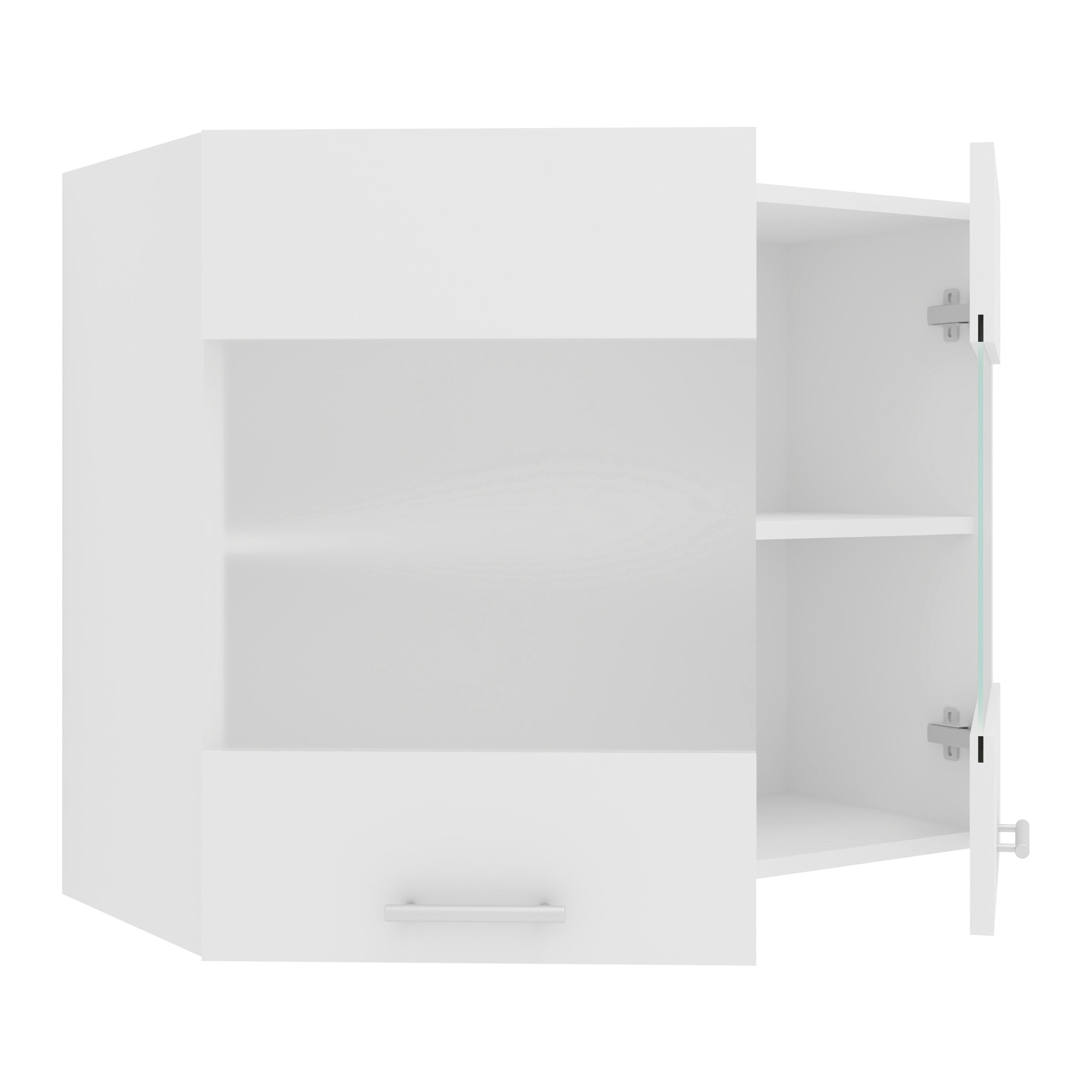 Keittiökaappi Esilo 2 Lasiovella 80 cm, valkoinen