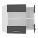 Keittiökaappi Esilo 2 Lasiovella 80 cm, valkoinen / harmaa