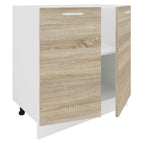 Keittiökaappi Esilo 2 Ovea 80 cm, valkoinen / puu