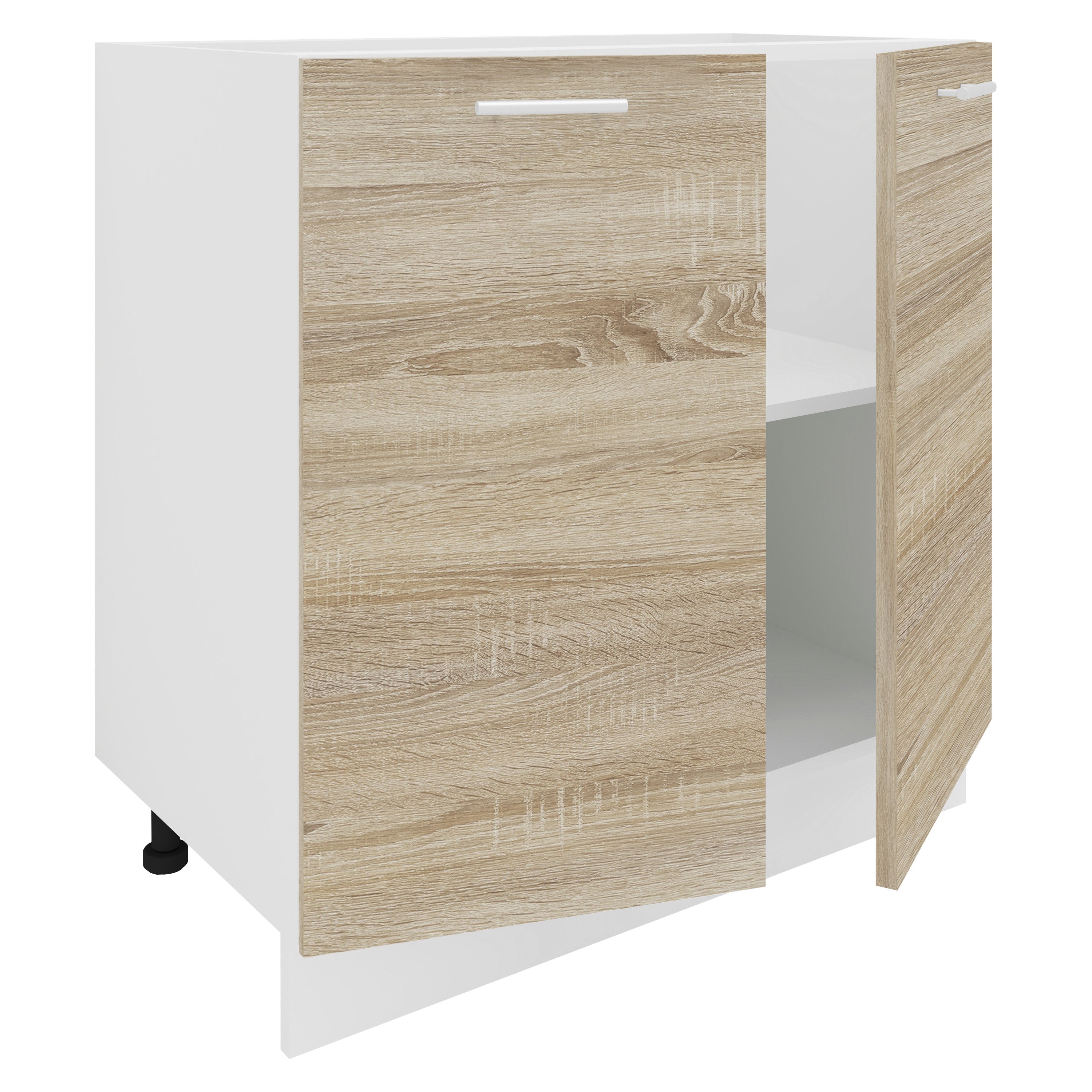 Keittiökaappi Esilo 2 Ovea 80 cm, valkoinen / puu