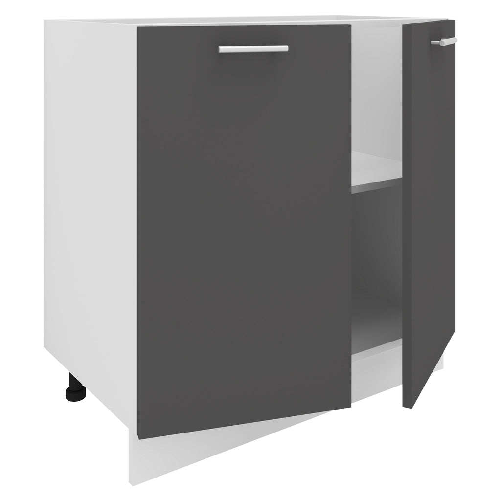 Keittiökaappi Esilo 2 Ovea 80 cm, valkoinen / harmaa