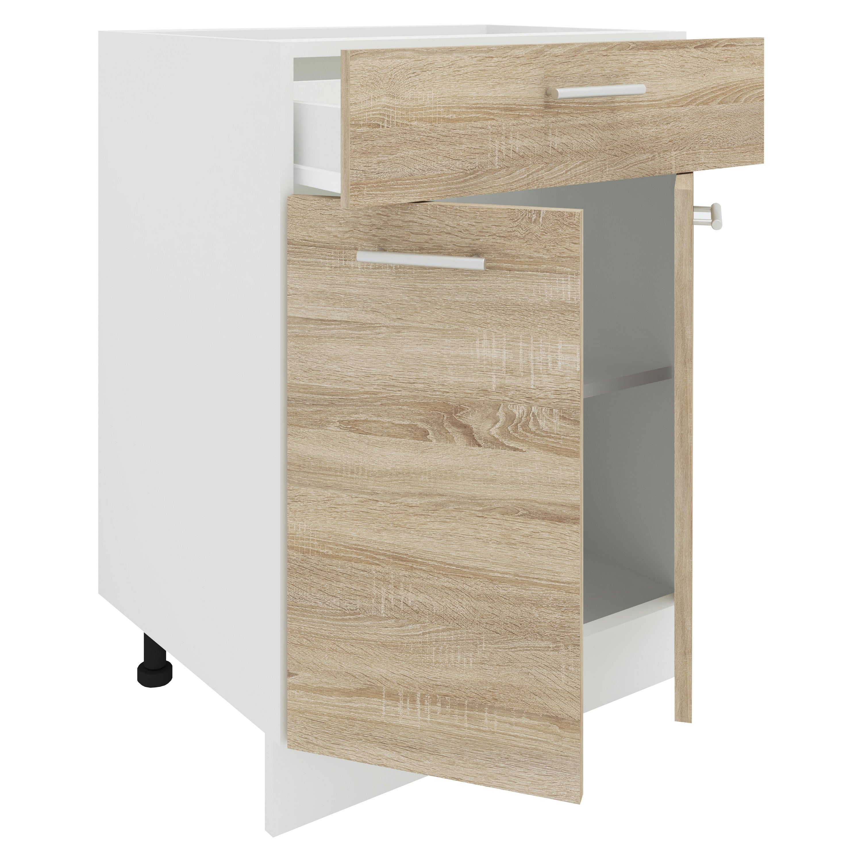 Keittiökaappi Esilo 2 Ovea/ 1 Laatikko, valkoinen / puu