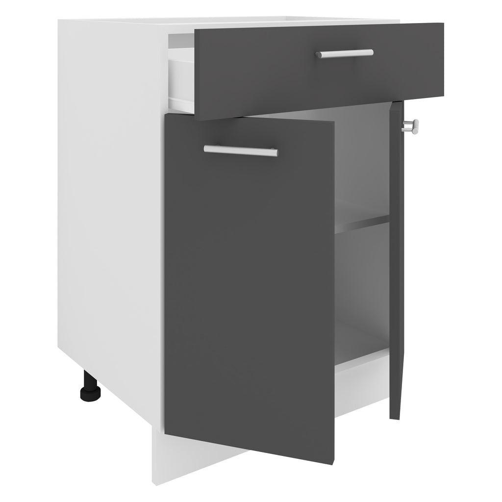 Keittiökaappi Esilo 2 Ovea/ 1 Laatikko, valkoinen / harmaa