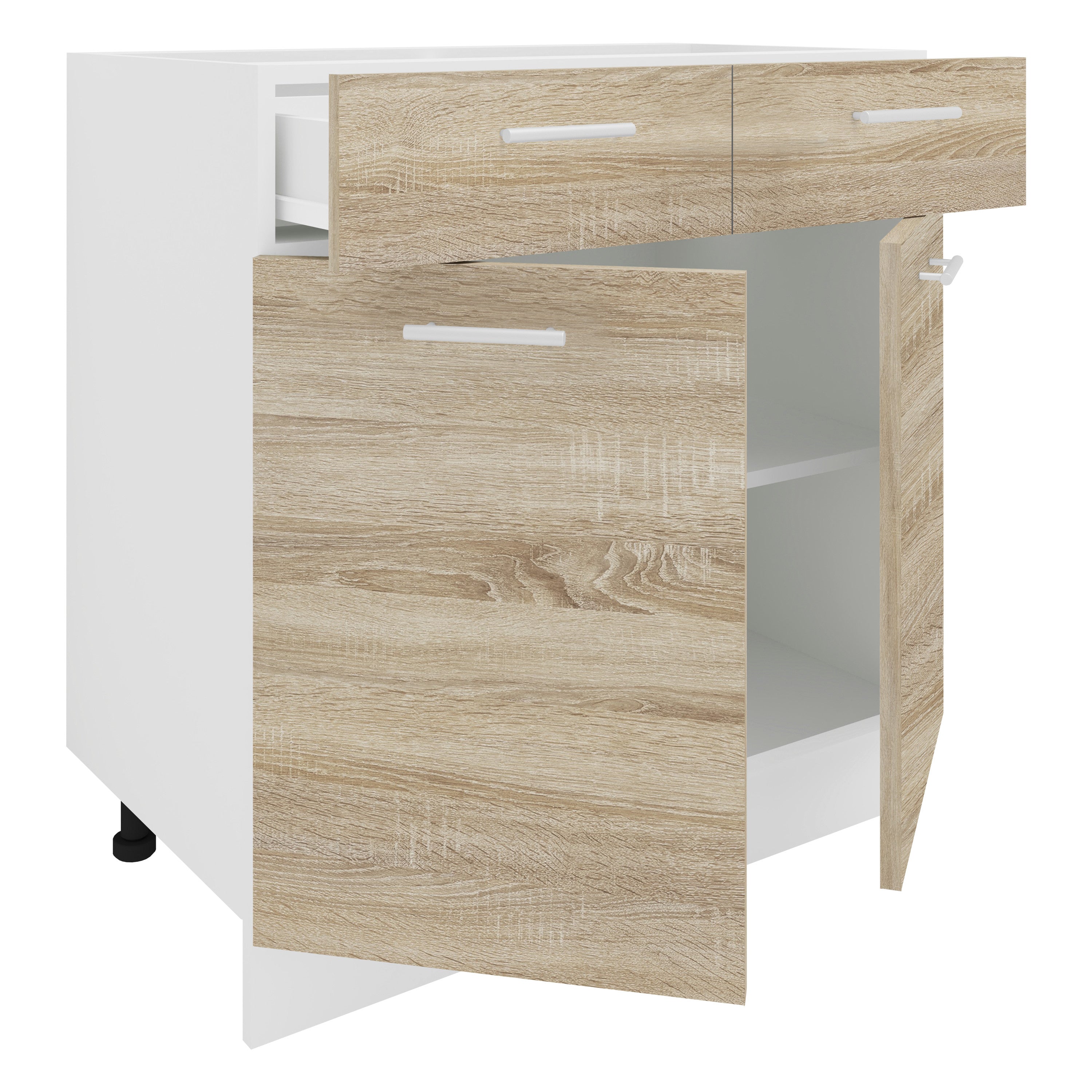 Keittiökaappi Esilo 2 Ovea/ 1 Laatikko, valkoinen / puu