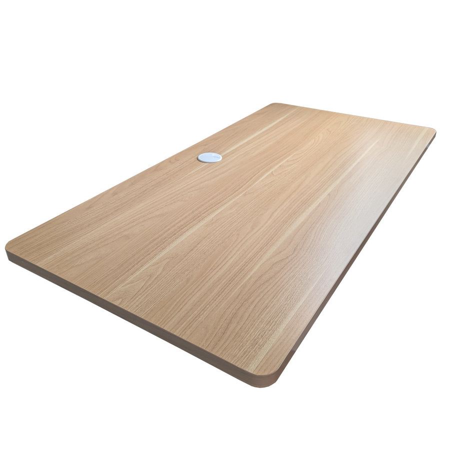 Elektrisk bordsskiva 120 x 60 cm – kabelgenomföring, MDF, ek