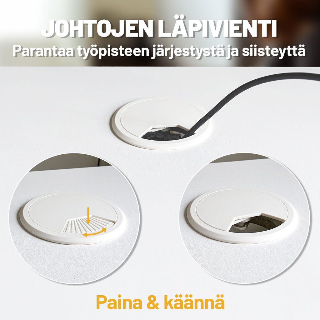 Pohjola Indoor Sähköpöydän pöytälevy Läpiviennillä 140 x 70cm, Valkoinen