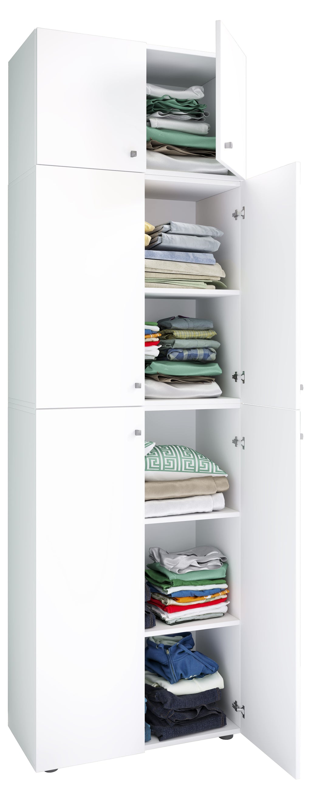 Vaatekaappi Lona XXL Saranaovilla, valkoinen