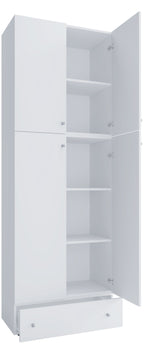 Vaatekaappi Lona XXL Saranaovilla Vetolaatikolla, valkoinen