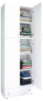 Vaatekaappi Lona XXL Saranaovilla Vetolaatikolla, valkoinen