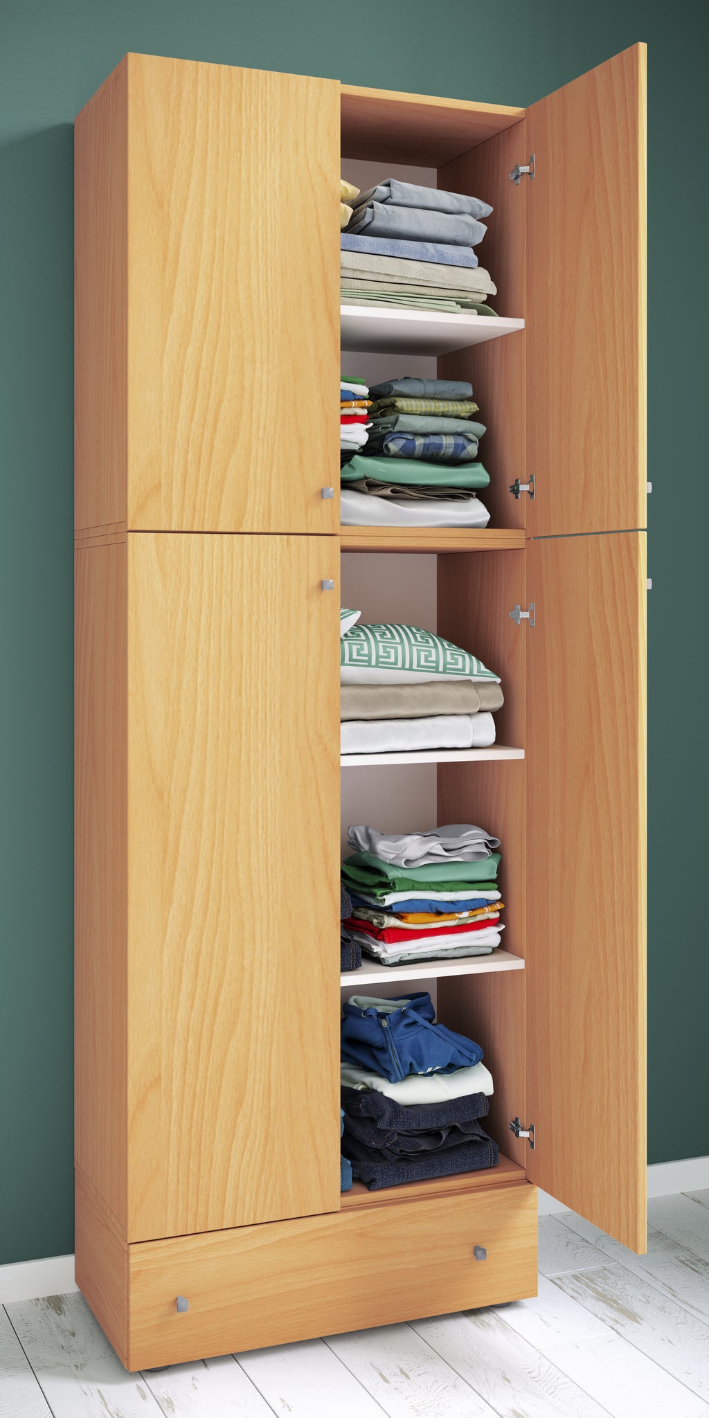 Vaatekaappi Lona XXL Saranaovilla Vetolaatikolla, puu