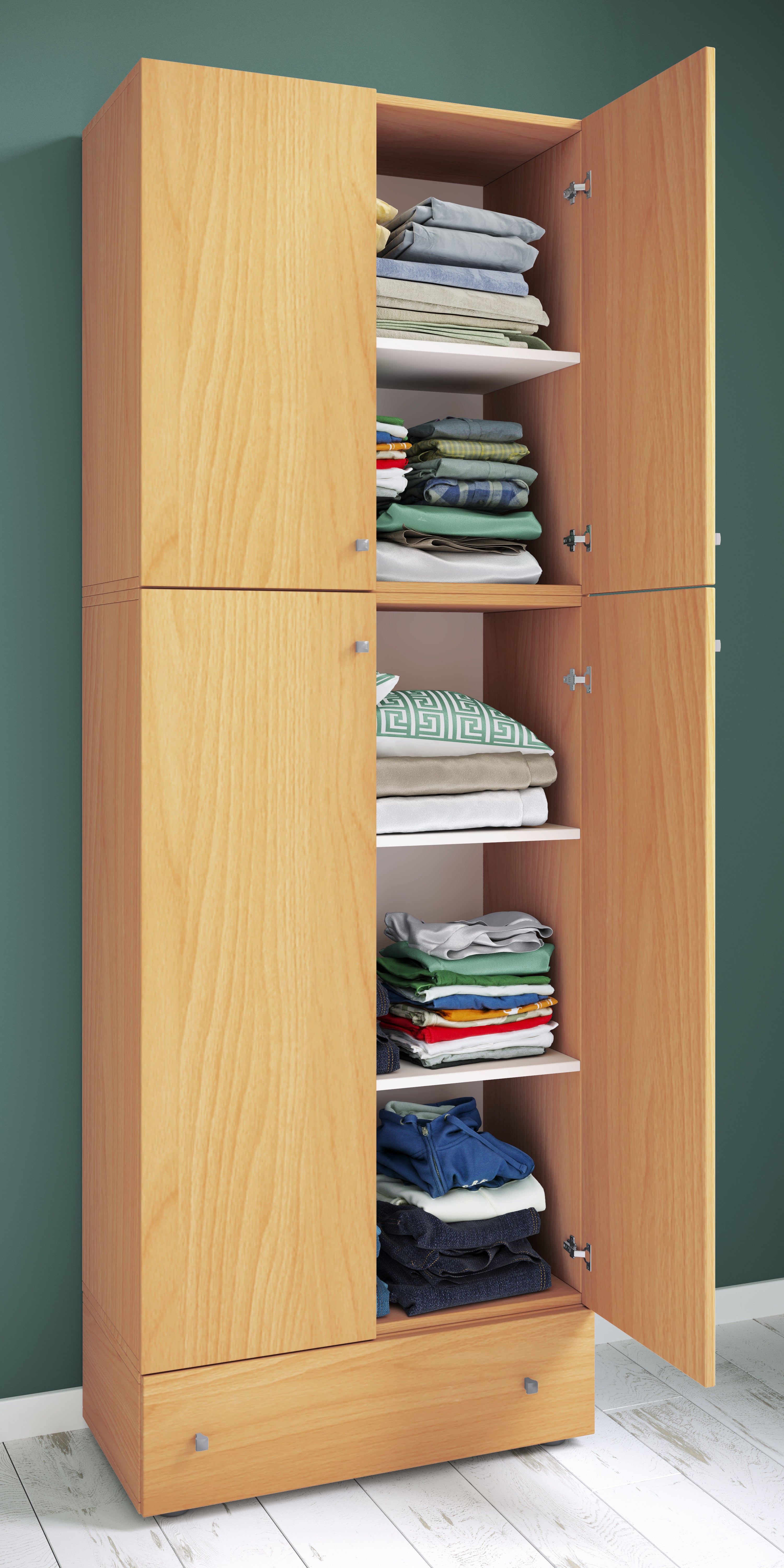 Vaatekaappi Lona XXL Saranaovilla Vetolaatikolla, puu