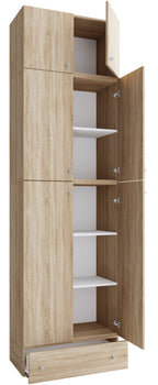 Vaatekaappi Lona XXL Saranaovilla, vaalea puu