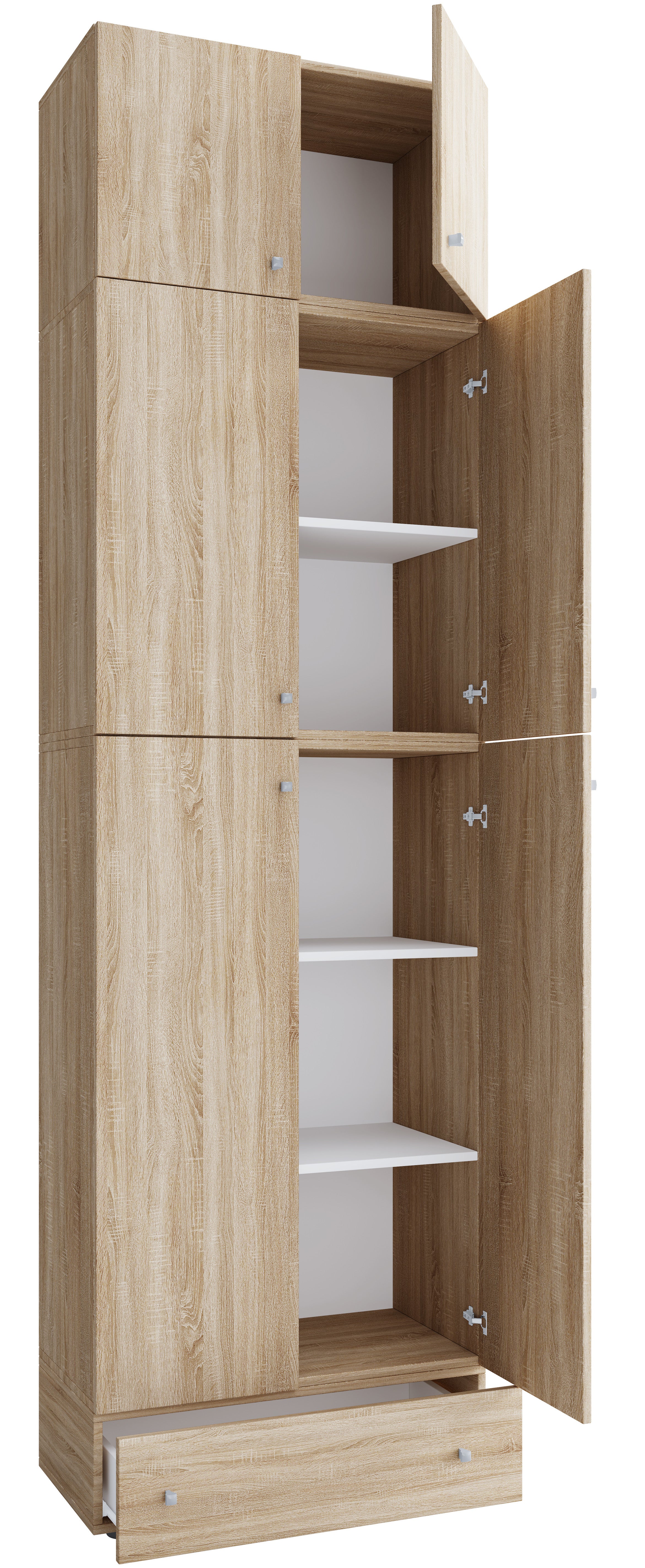 Vaatekaappi Lona XXL Saranaovilla, vaalea puu