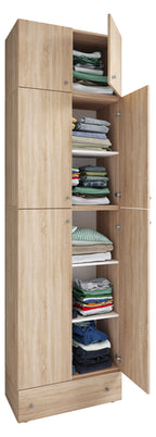 Vaatekaappi Lona XXL Saranaovilla, vaalea puu