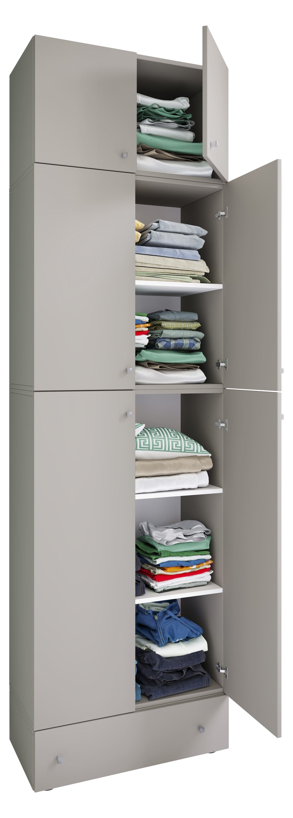Vaatekaappi Lona XXL Saranaovilla, harmaa