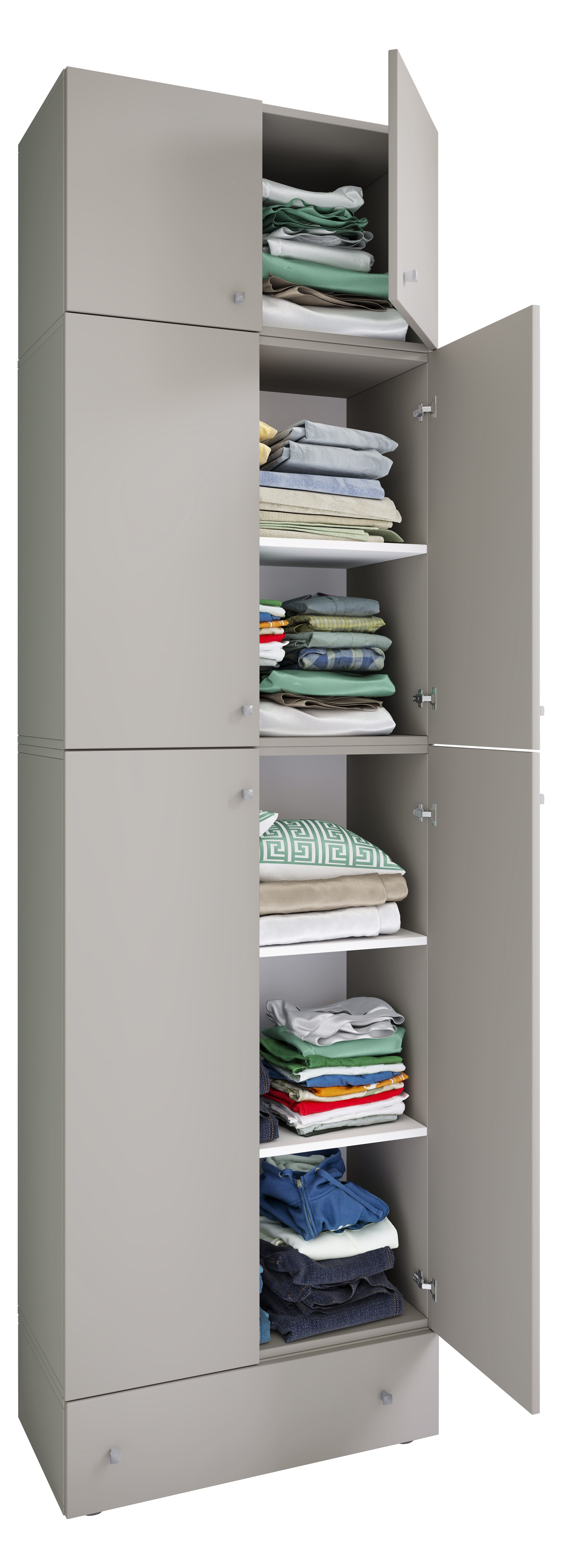 Vaatekaappi Lona XXL Saranaovilla, harmaa