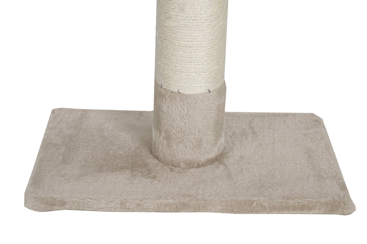 Kissan raapimispuu 229–275 cm – kattotuki, 4 tasoa, sisalpinnat, beige