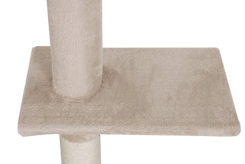 Kissan raapimispuu 229–275 cm – kattotuki, 4 tasoa, sisalpinnat, beige