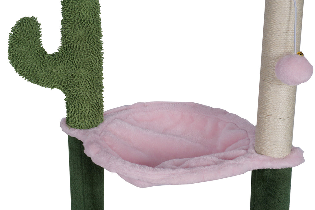 POHJOLAN LEMMIKKITARVIKE Kissan kiipeily-/raapimispuu 125 cm, Vihreä/Pinkki