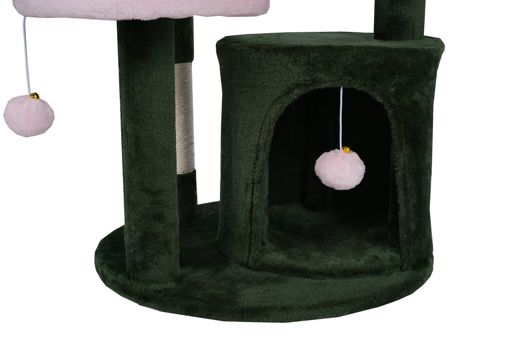 POHJOLAN LEMMIKKITARVIKE Kissan kiipeily-/raapimispuu 125 cm, Vihreä/Pinkki