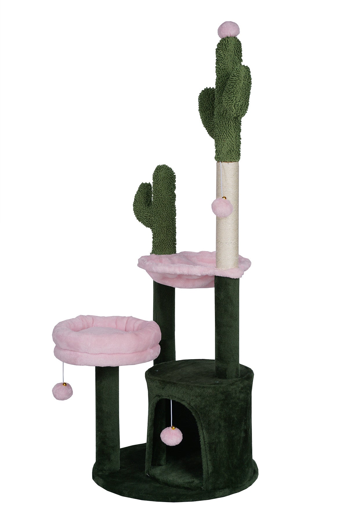 POHJOLAN LEMMIKKITARVIKE Kissan kiipeily-/raapimispuu 125 cm, Vihreä/Pinkki