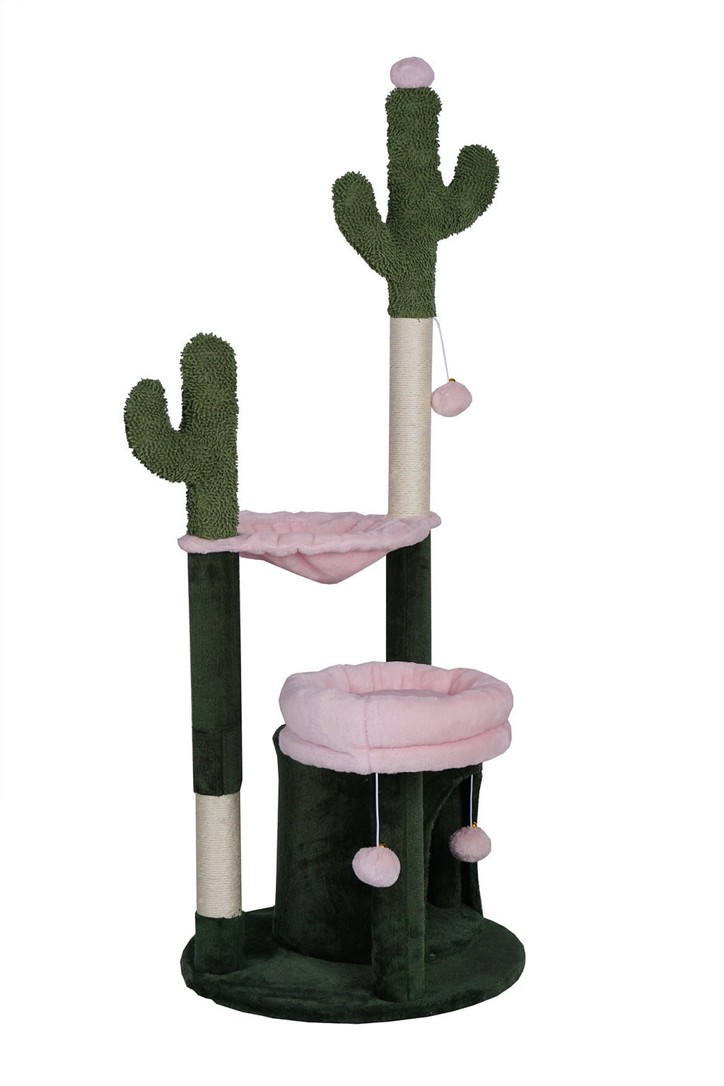 POHJOLAN LEMMIKKITARVIKE Kissan kiipeily-/raapimispuu 125 cm, Vihreä/Pinkki