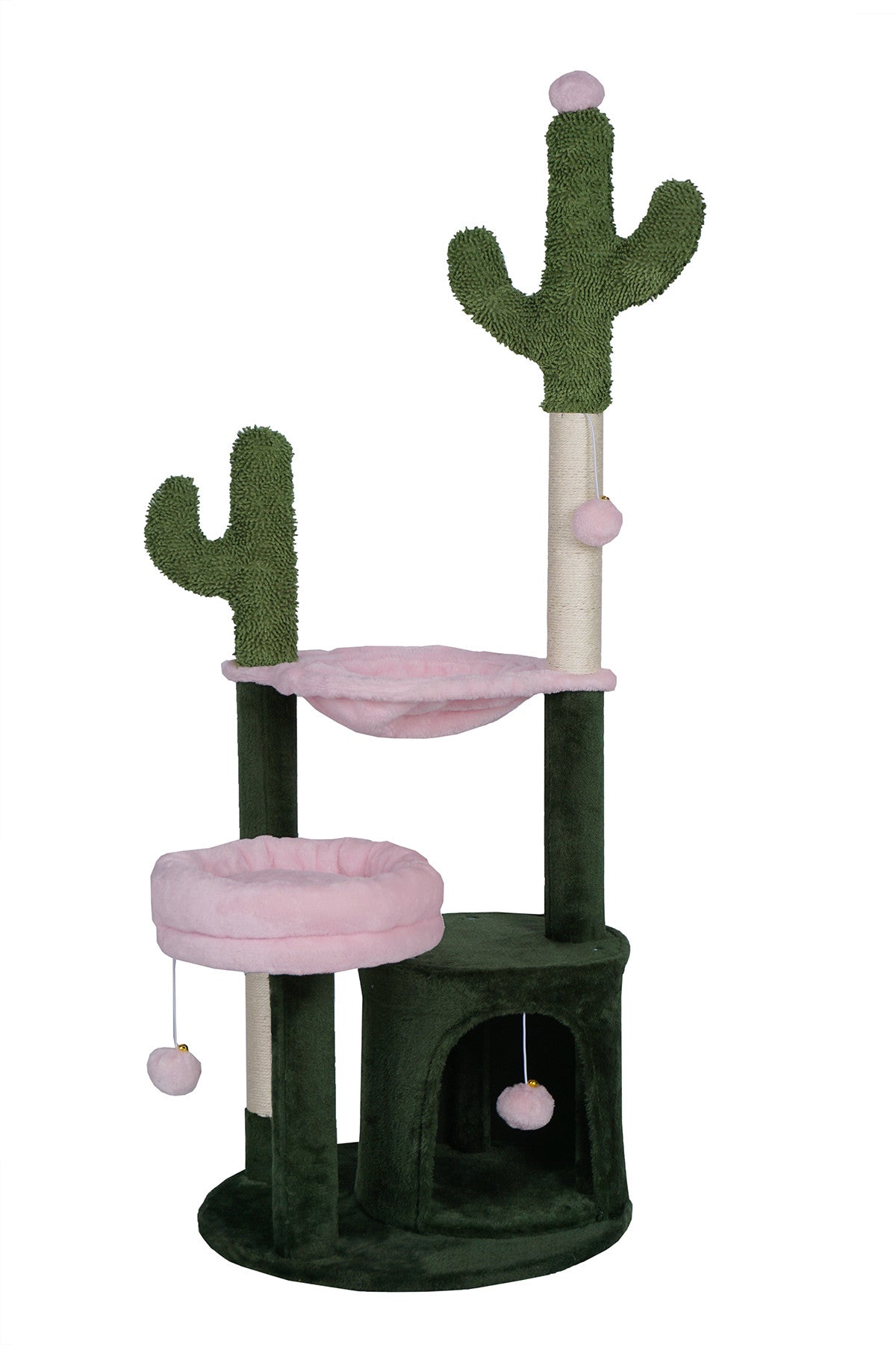 POHJOLAN LEMMIKKITARVIKE Kissan kiipeily-/raapimispuu 125 cm, Vihreä/Pinkki