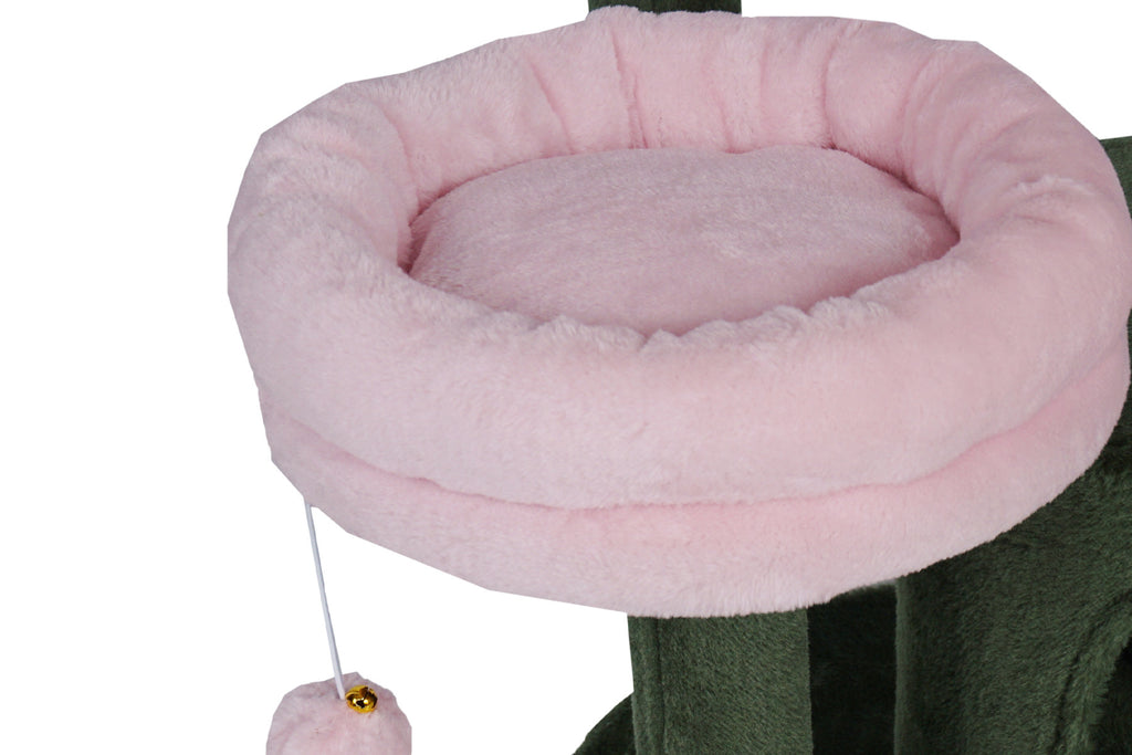 POHJOLAN LEMMIKKITARVIKE Kissan kiipeily-/raapimispuu 125 cm, Vihreä/Pinkki