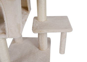 Kissan raapimispuu 90 cm – riippumatto, piiloluola, beige