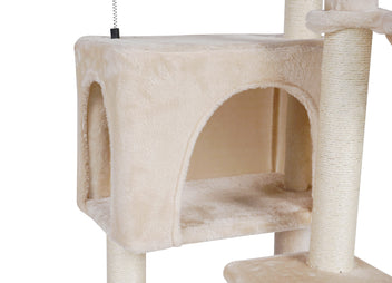 Kissan raapimispuu 90 cm – riippumatto, piiloluola, beige