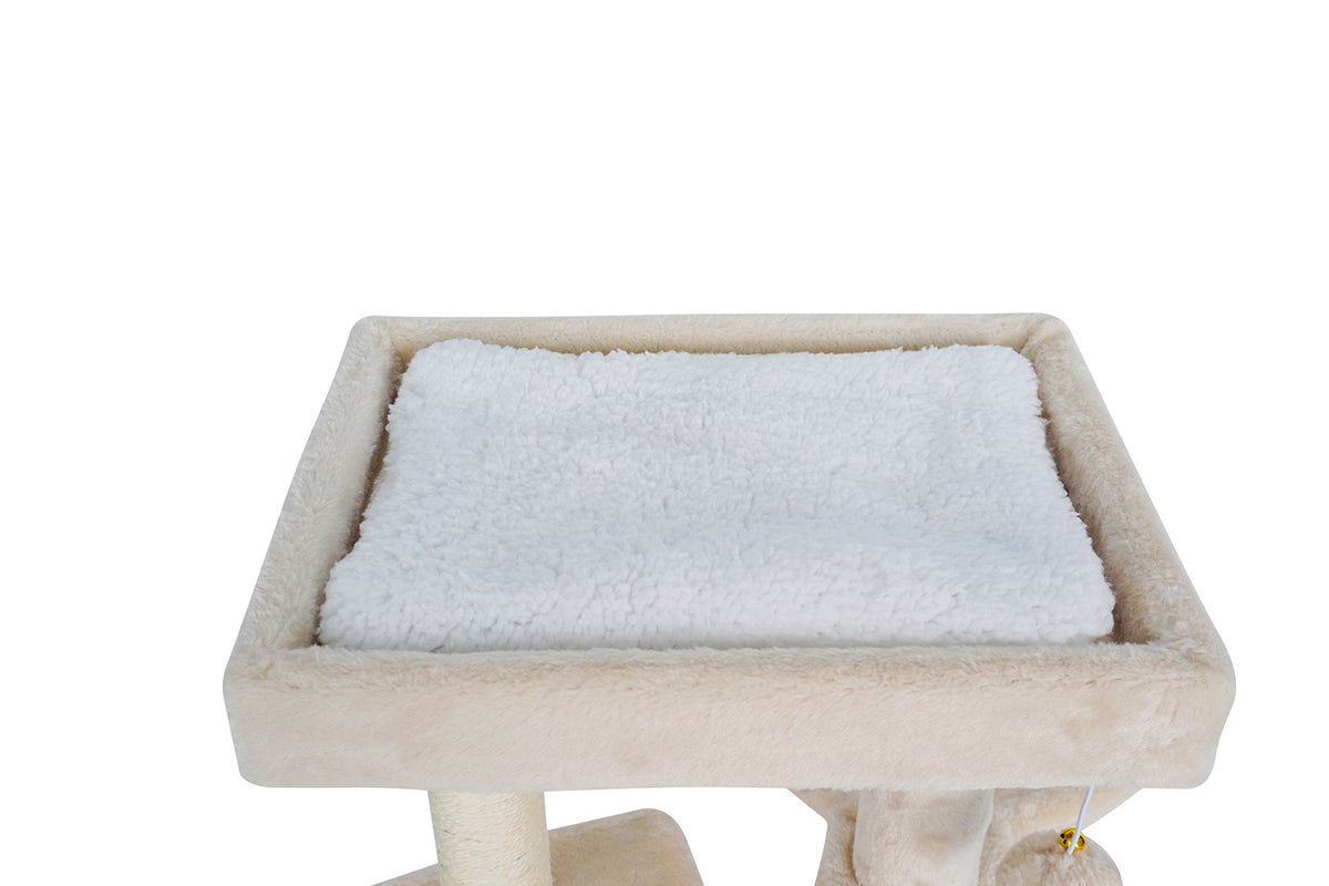 Kissan raapimispuu 90 cm – riippumatto, piiloluola, beige