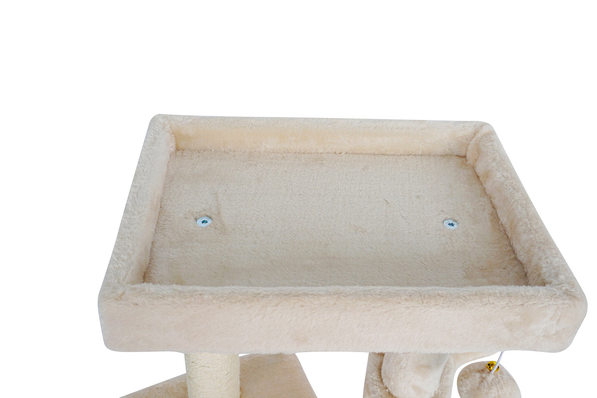 Kissan raapimispuu 90 cm – riippumatto, piiloluola, beige