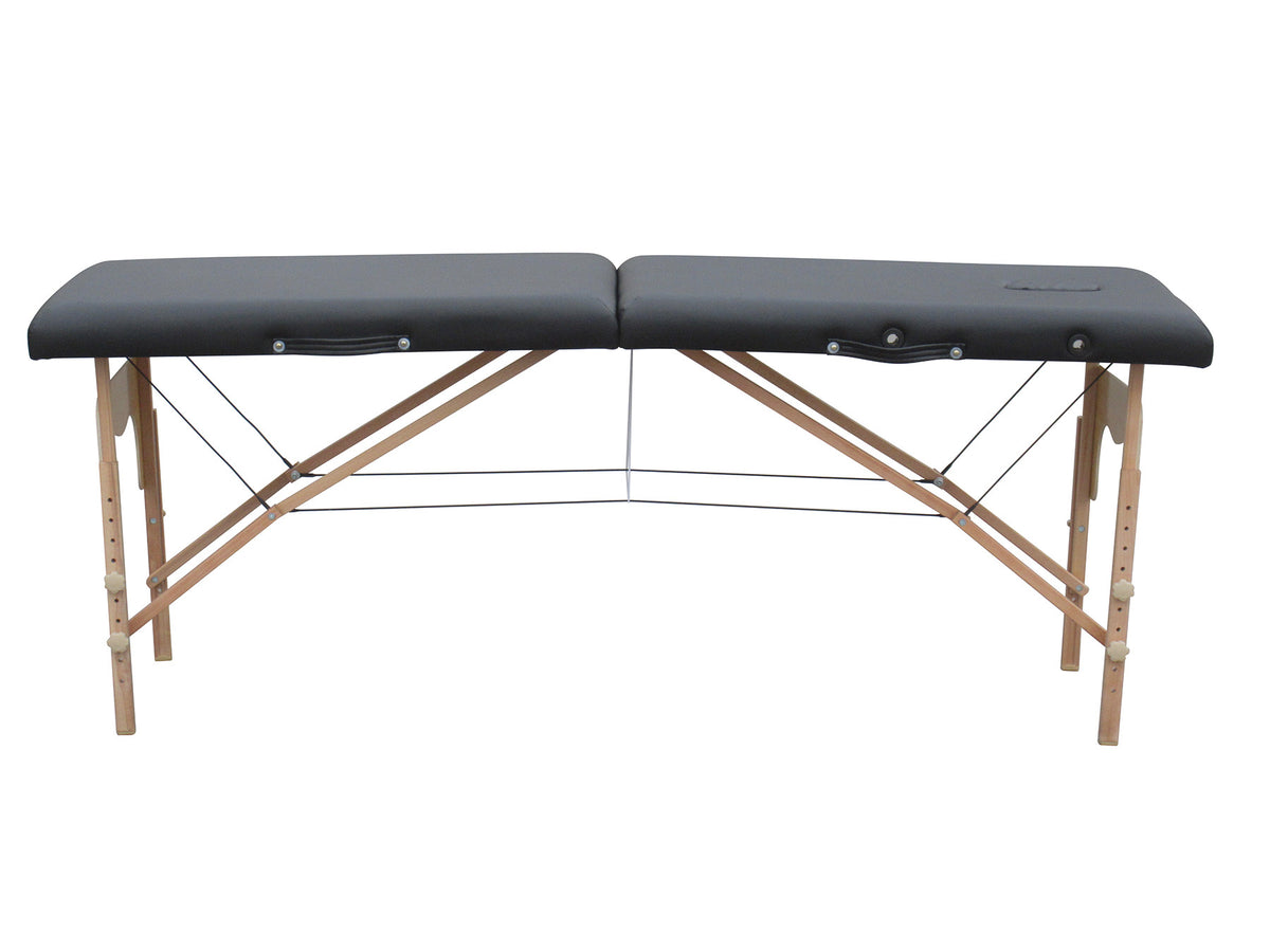 Hierontapöytä 186 x 60 cm, musta – taitettava, puurunko, 250 kg