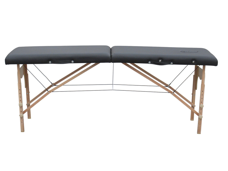Massagebänk 186 x 60 cm, svart – hopfällbar, träram, 250 kg