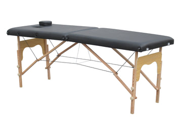 Hierontapöytä 186 x 60 cm, musta – taitettava, puurunko, 250 kg