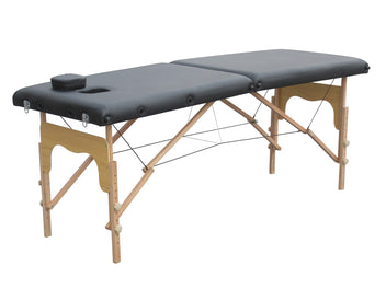 Hierontapöytä 186 x 60 cm, musta – taitettava, puurunko, 250 kg