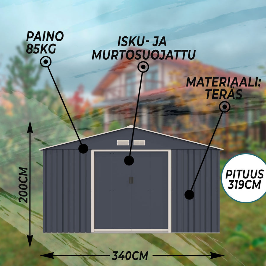 Pihavarasto 10.85M2 + Sokkeli
