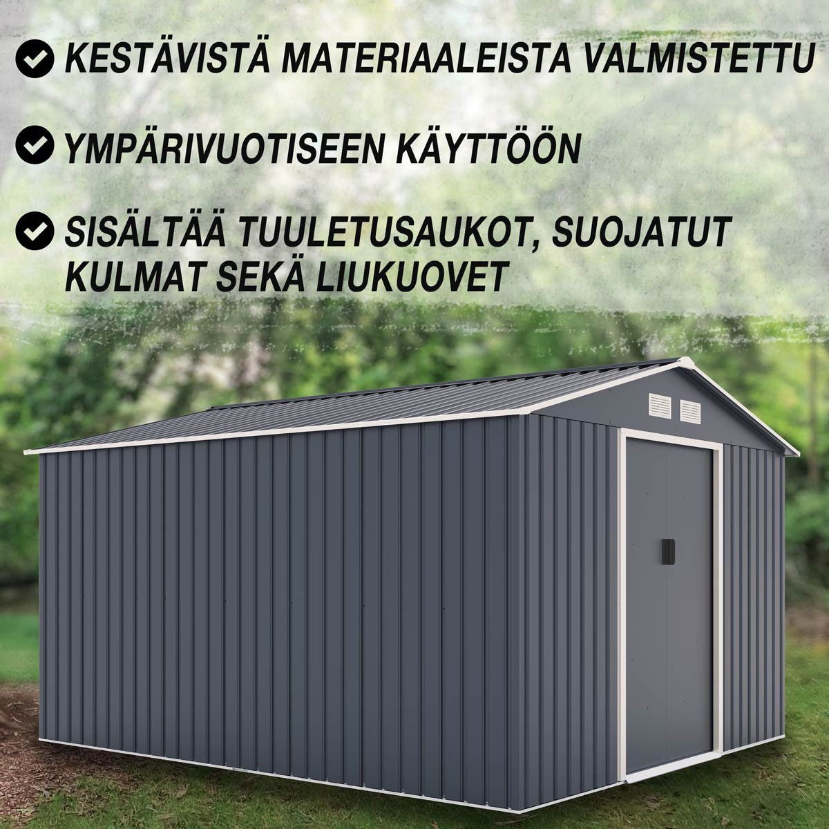 Trädgårdsskjul 8,84 m² + bas